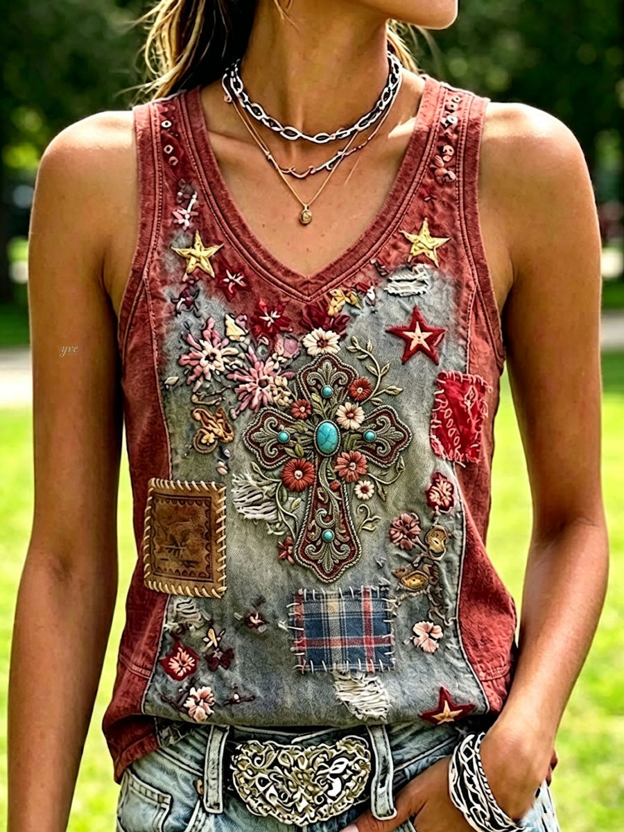 Damen Western Stil Faith Ärmelloses T-Shirt  
