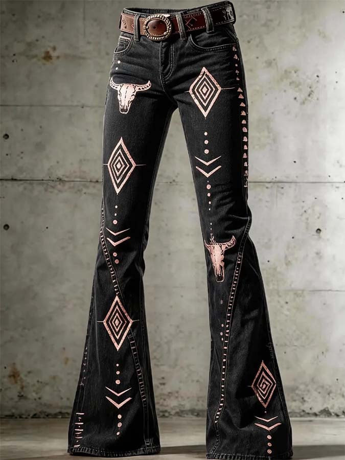 Damen Freizeithose mit Retro-Print