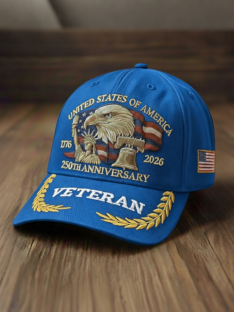 Casquette patriotique brodée aigle chauve vétéran 250e anniversaire des États-Unis