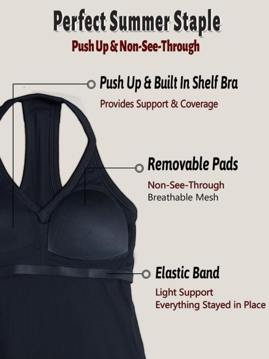 V-Neck Shelf Bra Racerback Tank Top