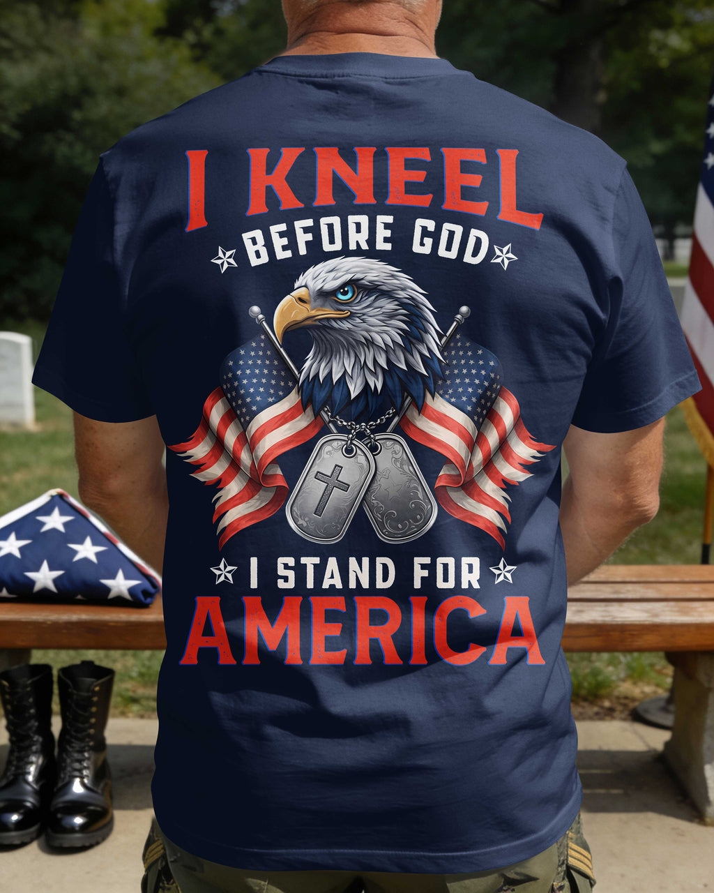 I Kneel Before God I Stand For America T-Shirt