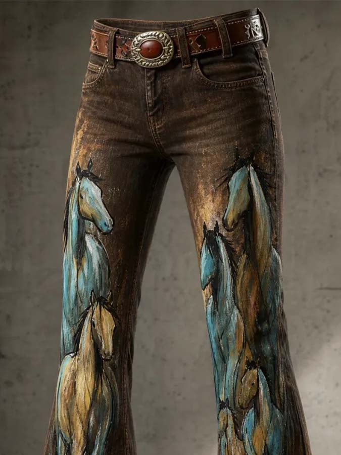Damen-Freizeithose mit Retro-Print
