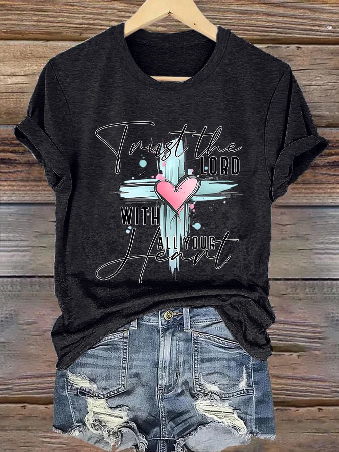 Women'S Casual Trust The Lord With All Your Heart Short-Sleeved T-Shirt