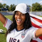 Casquette de baseball en coton drapeau américain avec dos croisé pour femme