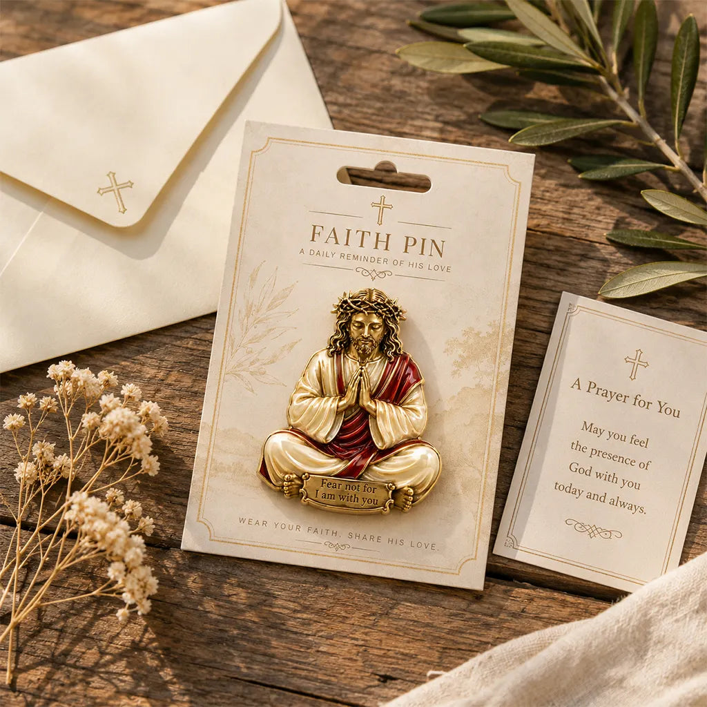 Jesus Glaubensnadel – „Fürchte dich nicht, ich bin bei dir“ Christliche inspirierende Brosche Geschenk