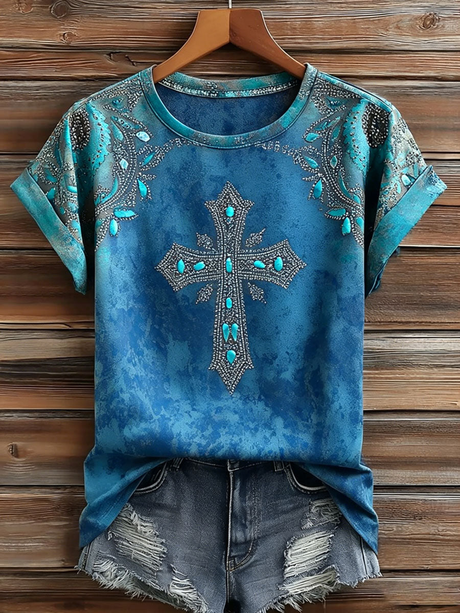 Women'S Casual Retro Western-Style Faith T-Shirt