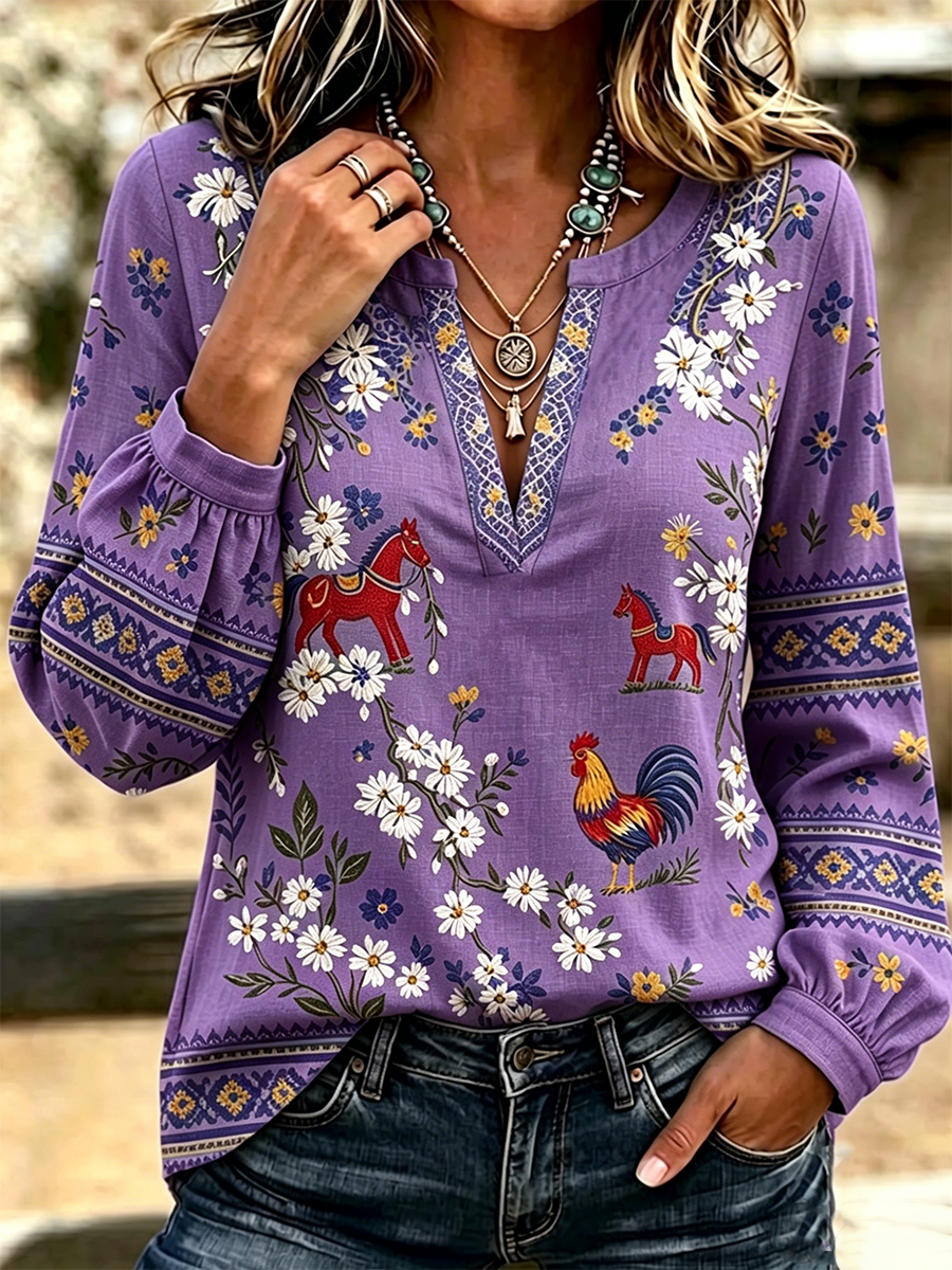 Haut Imprimé Floral Pour Femme