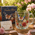 Coffret Cadeau Tasse en Verre Fleurie Papillon Patriotique "Freedom Blooms"