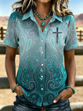 Damen Retro Western Hemd mit Faith-Print