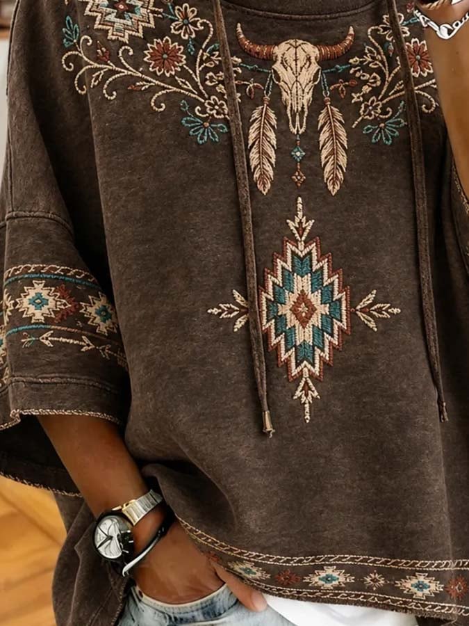 Damen-Freizeit-Top mit Retro-Print