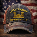 US Combat Engineer Embroidered Distressed Hat