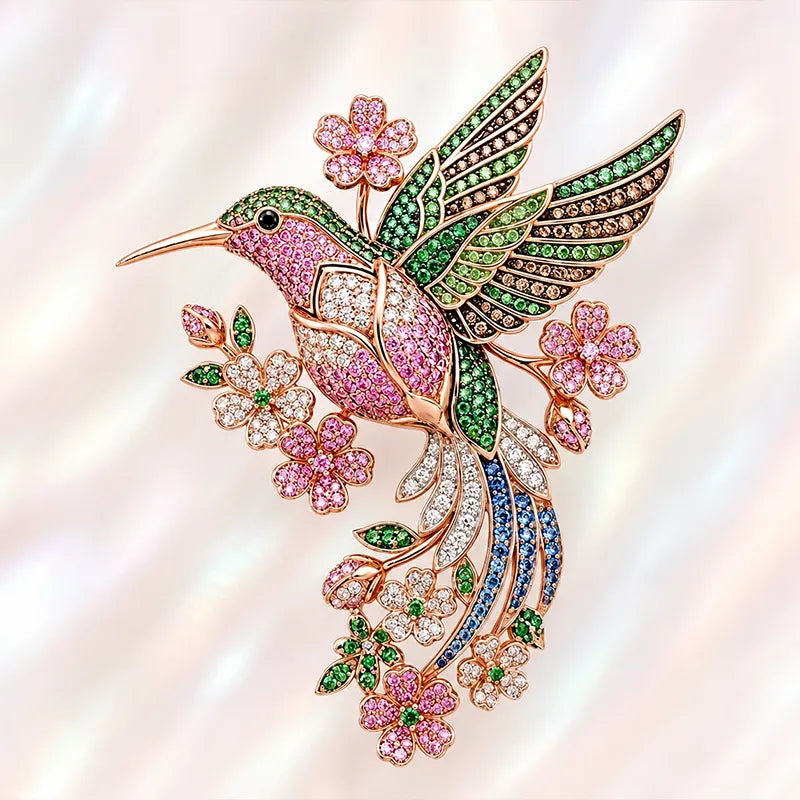 Hummingbird Blossom Brooch
