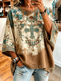 Damen Retro Western Style Cross Faith Loose Top