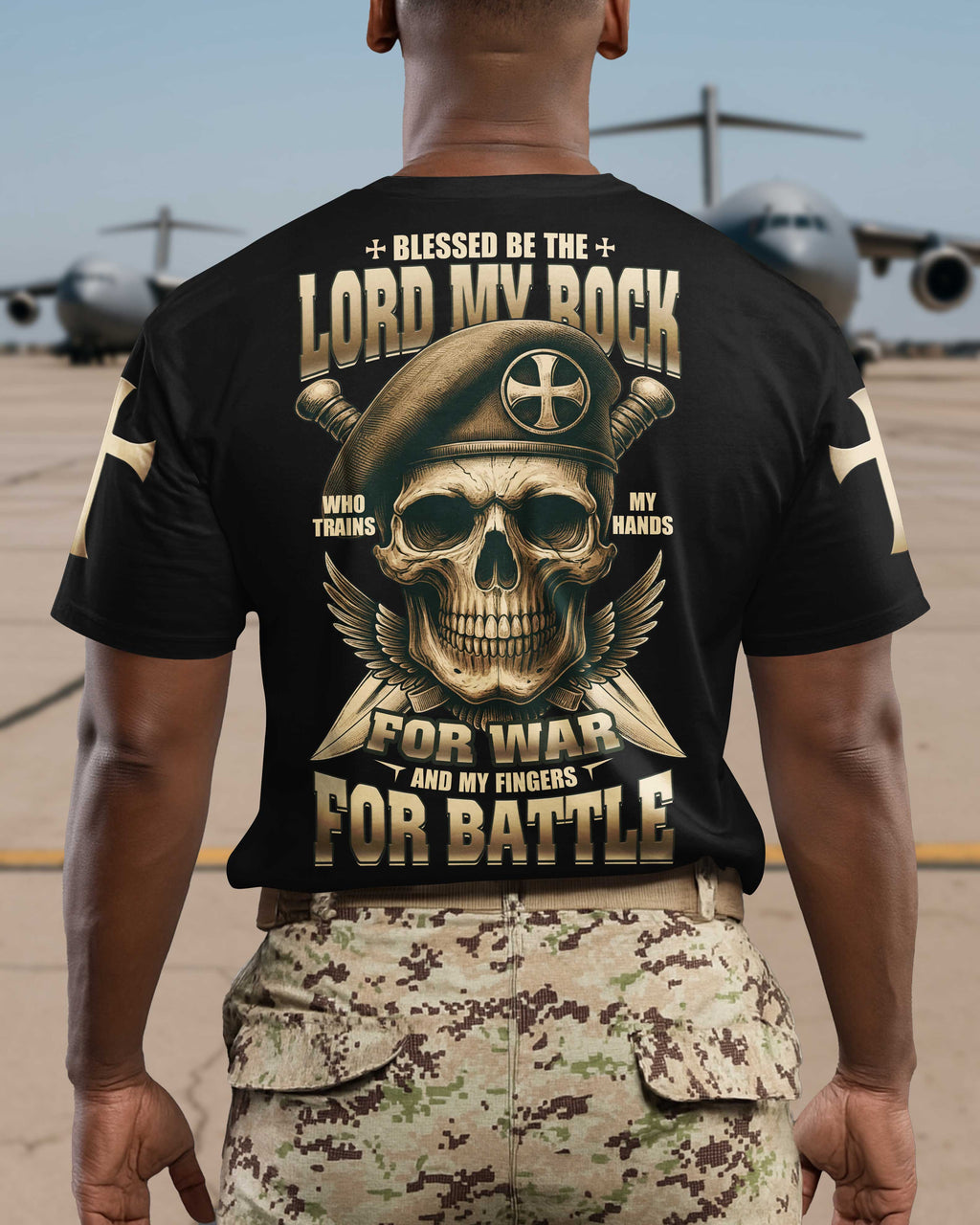 Blessed Be The Lord My Rock Who Trains My Hands For War T-Shirt