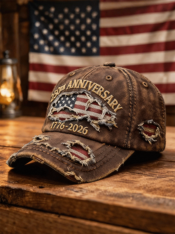 Casquette de baseball vintage en jean vieilli drapeau 250e anniversaire des États-Unis