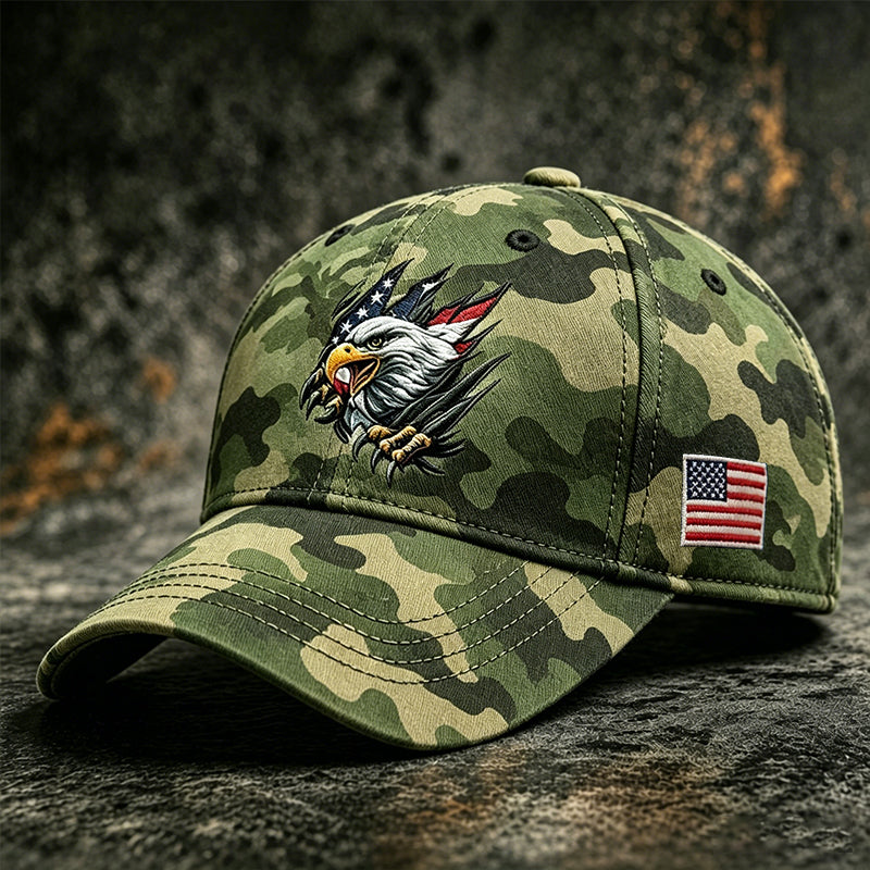 Casquette de baseball décontractée avec motif aigle camouflé américain