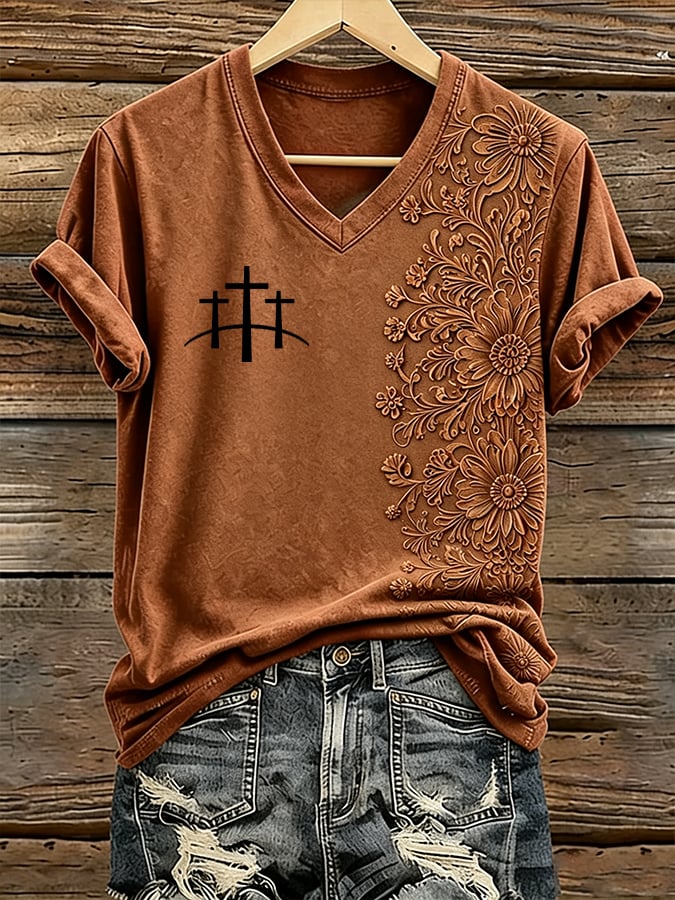 Damen T-Shirt im Retro-Westernstil mit „Faith“-Aufdruck