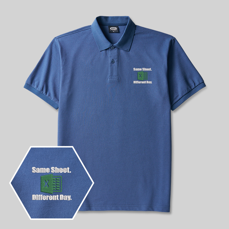 Same Sheet Different Day Geek Embroidered Polo Shirt