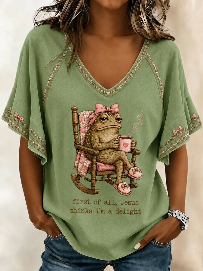 Women's "Jesus Thinks I'm Cute" Printed Casual T-Shirt
