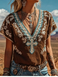 Damen Lässiges Retro Western Faith T-Shirt