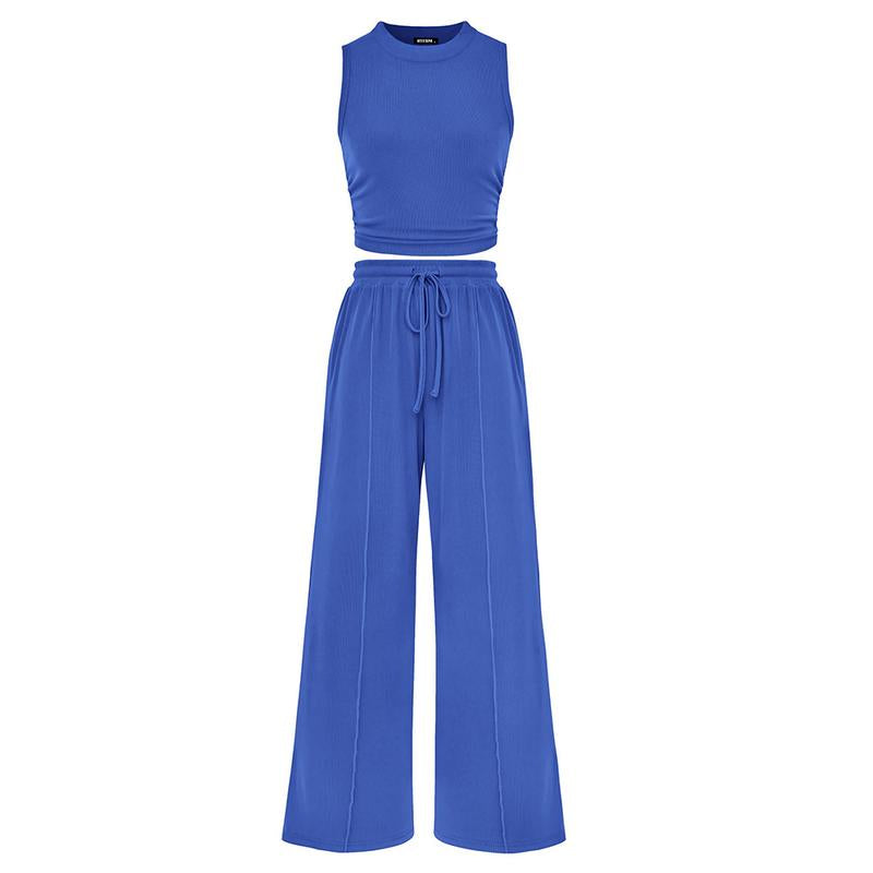 Ensemble crop top côtelé et pantalon large