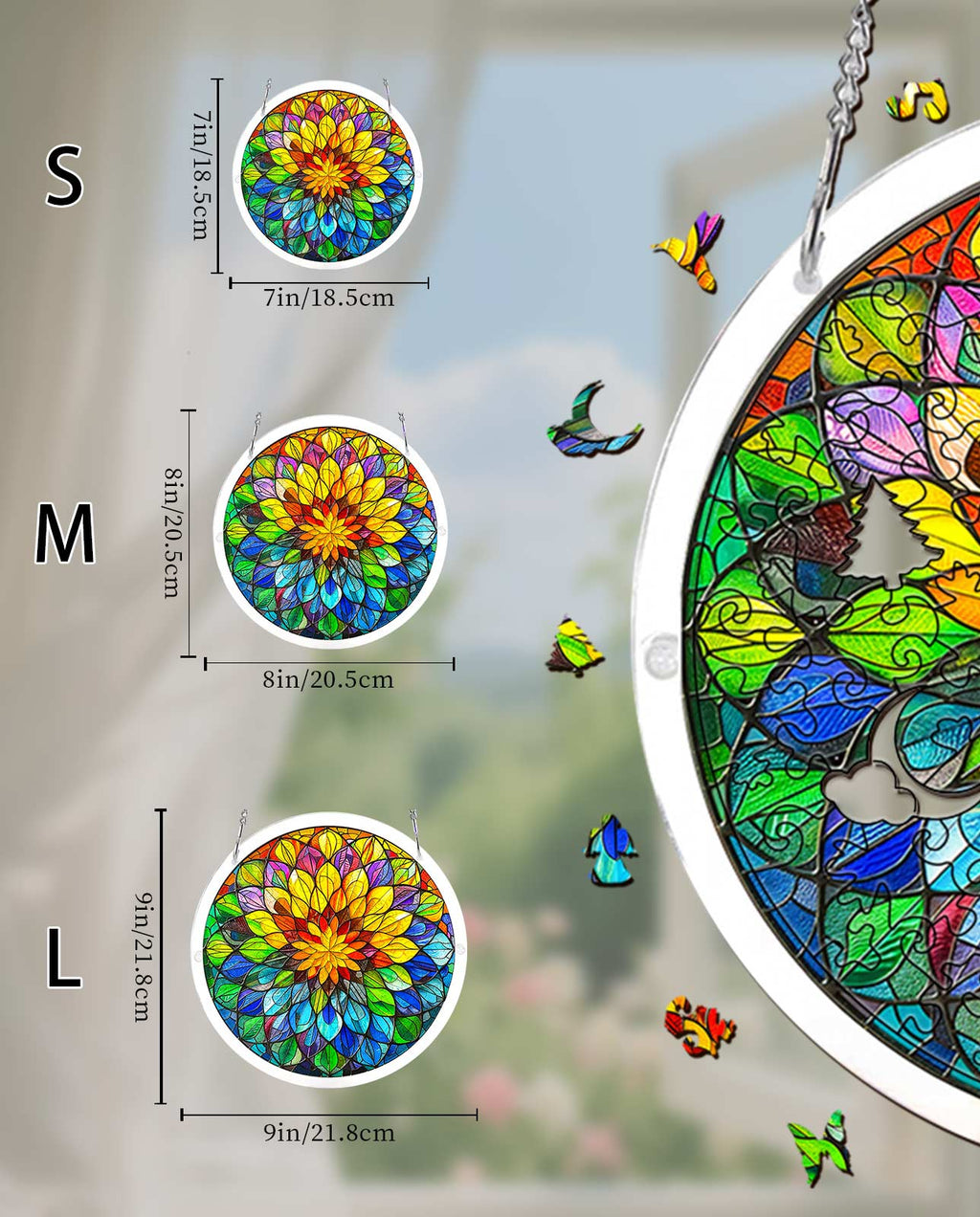 Acrylic Jigsaw Puzzle Suncatcher - Spectrum Bloom Mandala