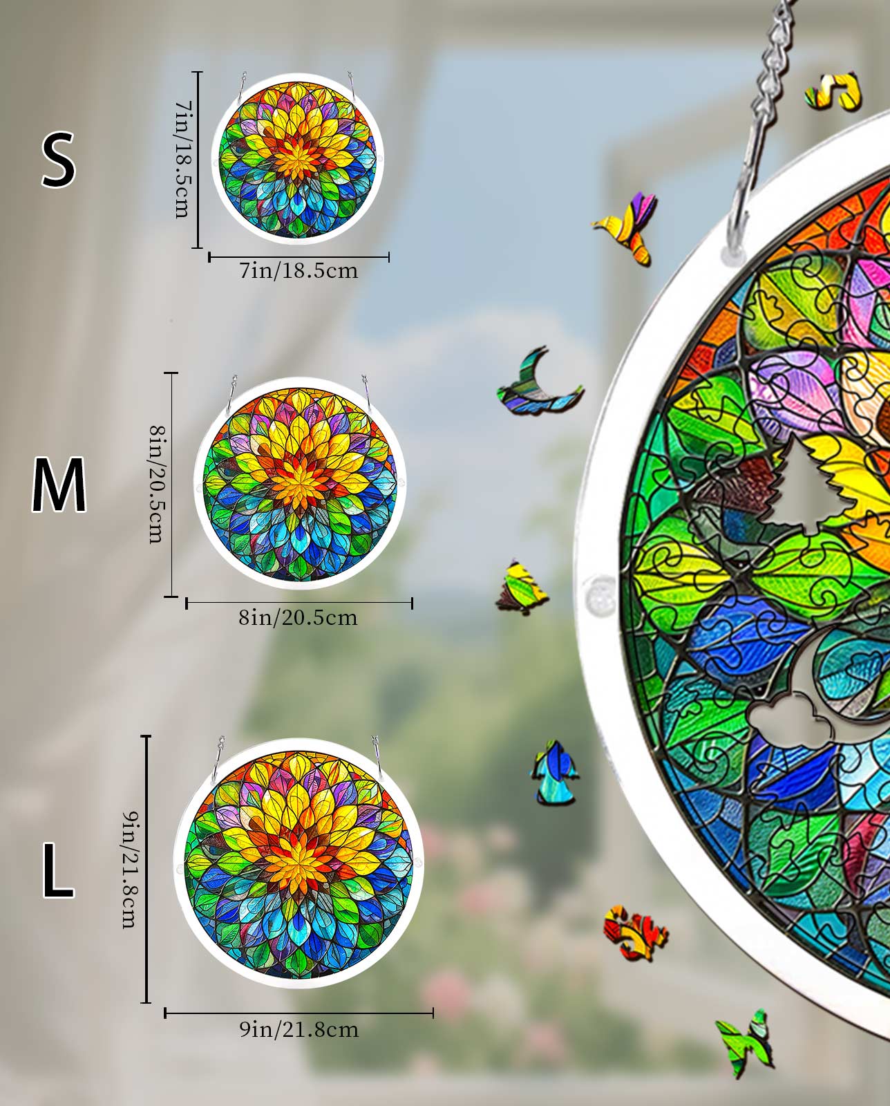 Acrylic Jigsaw Puzzle Suncatcher - Spectrum Bloom Mandala
