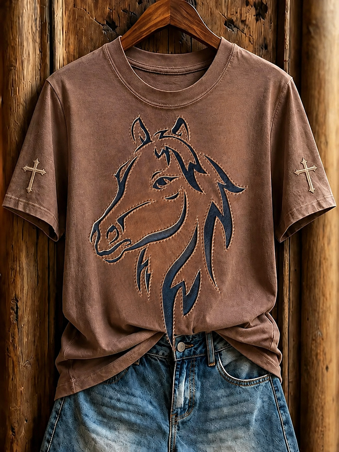 Damen Retro Western "Faith" Print T-Shirt