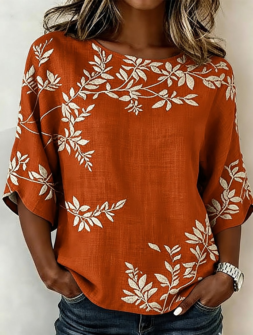 Women's Linen-Cotton Printed Tops