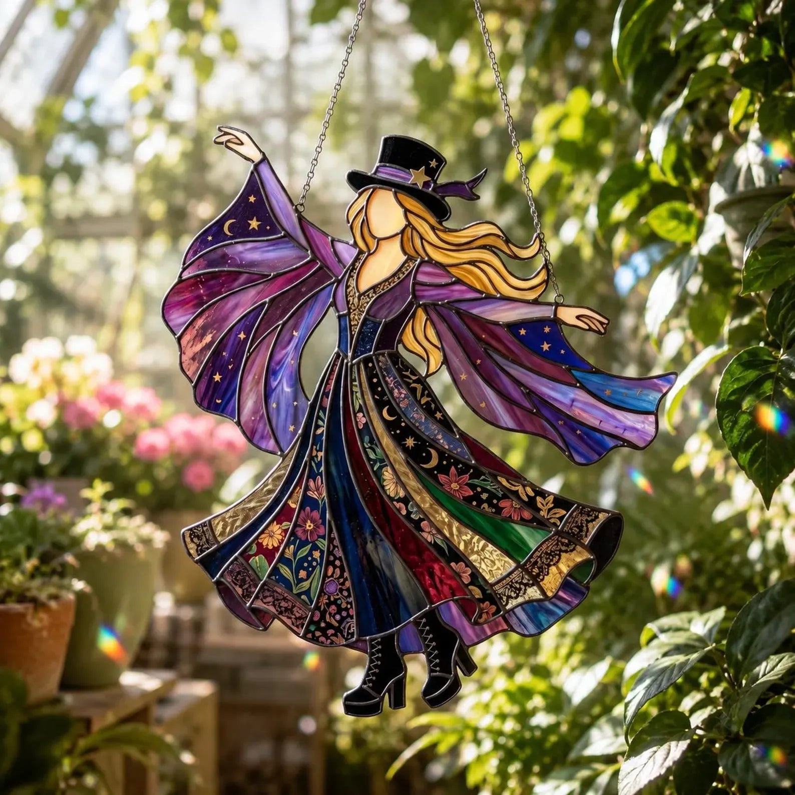 💥💃 Stevie Nicks 🤘 Handgemachter Buntglas-Sonnencatcher zum Drehen