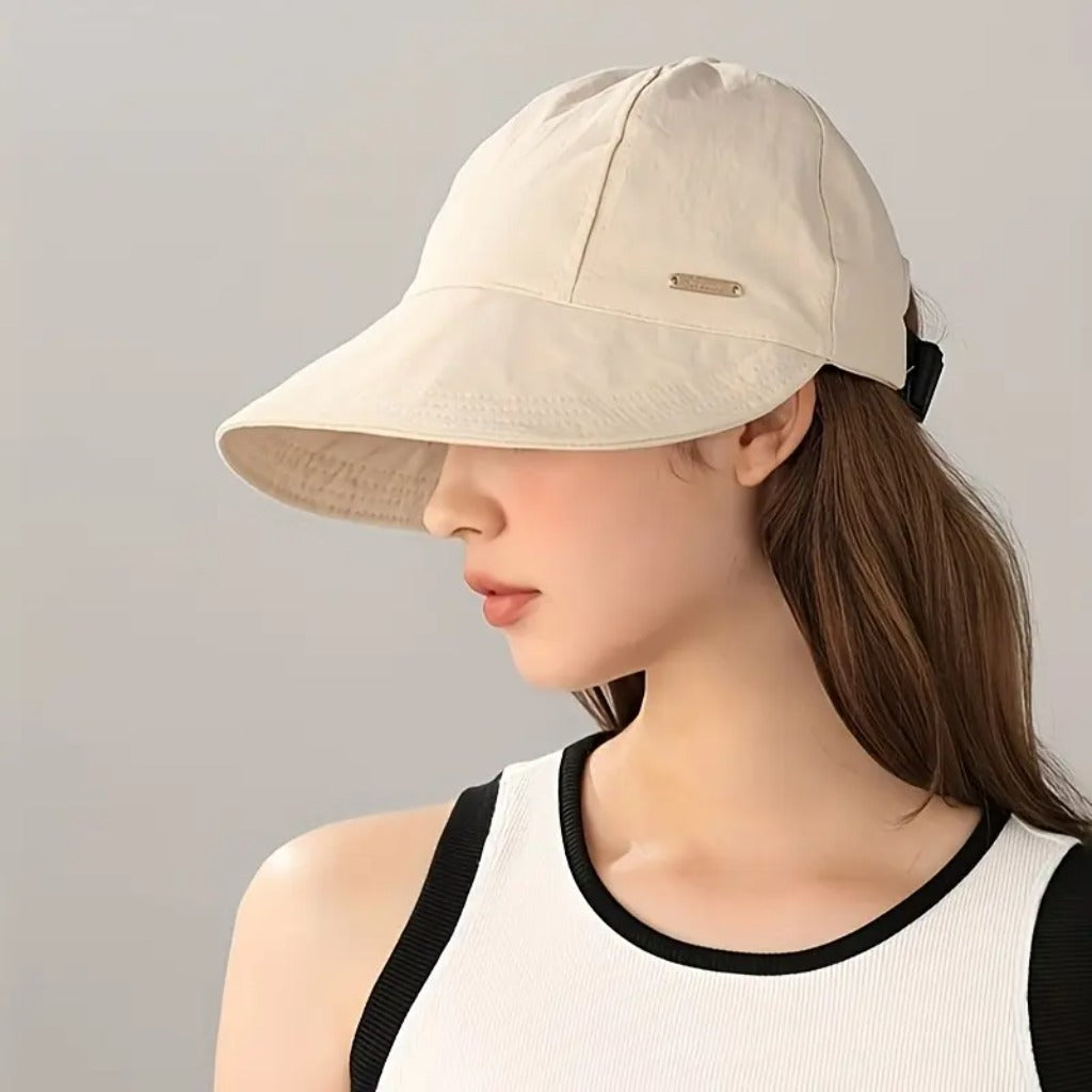 Women's UPF 50+ Wide Brim Sun Visor Hat for Ponytails