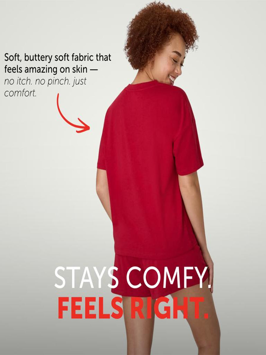 Women’s Bamboo-Blend Boxy Tee & High-Rise Shorts Pajama Set