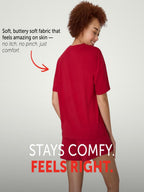 Women’s Bamboo-Blend Boxy Tee & High-Rise Shorts Pajama Set
