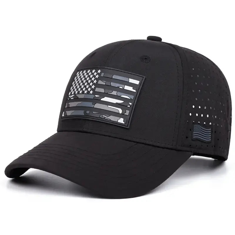 Casquette de baseball brodée drapeau américain - Chapeau en coton ajustable