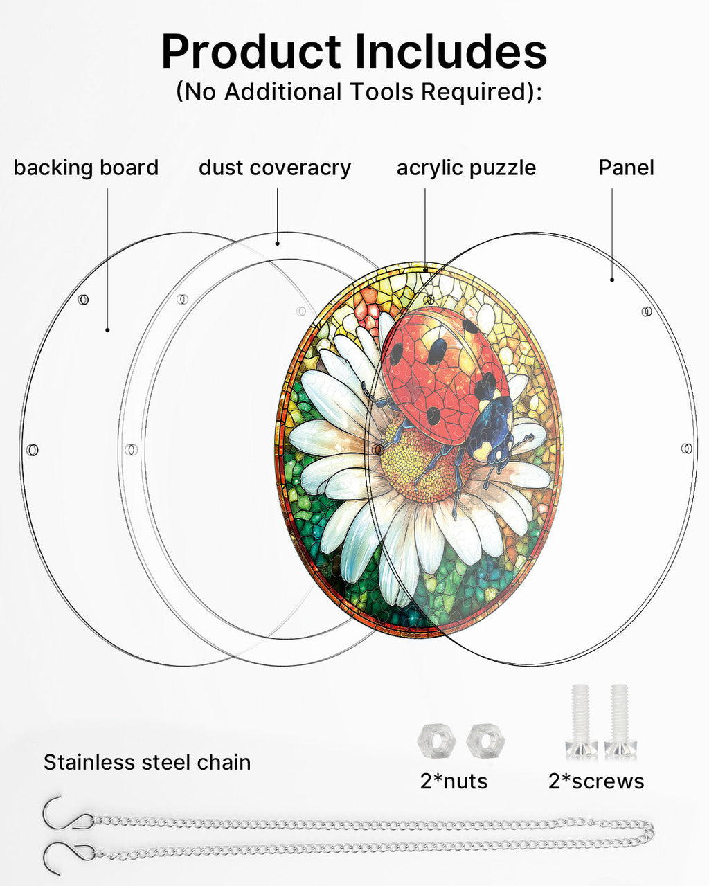 Ladybug on Daisy Light Suncatcher-Acrylic Window Art
