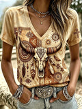 Damen T-Shirt im Retro-Western-Stil mit Glaubensdruck