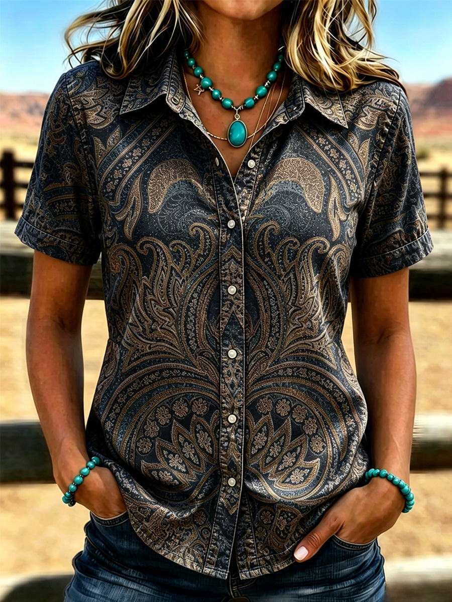 Chemisier femme imprimé rétro western
