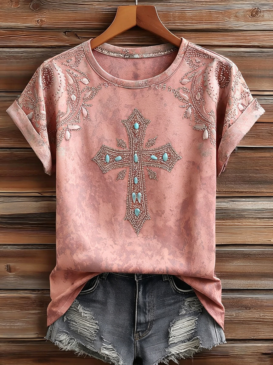 Women'S Casual Retro Western-Style Faith T-Shirt