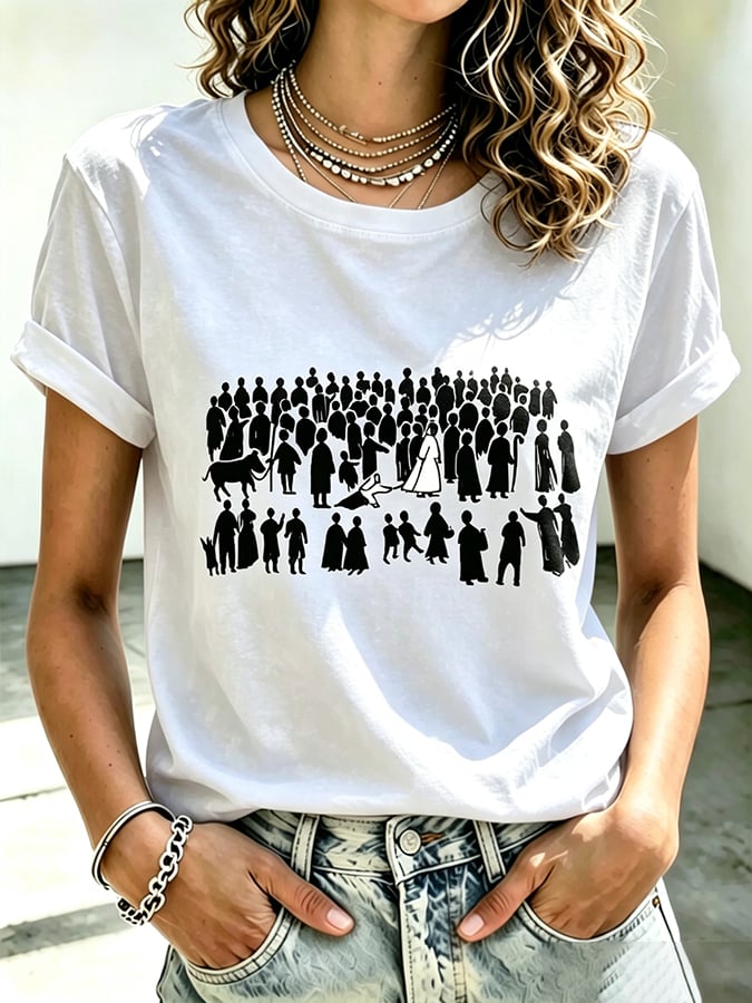 Women's  Faith Cross  Take Heart My Daughter Your Faith Has Made You Well Print Top