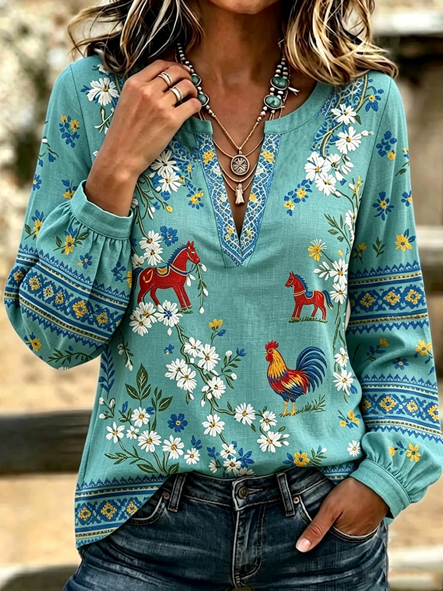 Haut Imprimé Floral Pour Femme