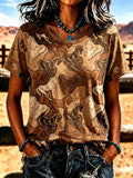 Damen-T-Shirt mit Westernpferd-Muster „Faith“, Kurzarm
