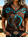 Damen T-Shirts im Western-Stil mit Glaubens-Print