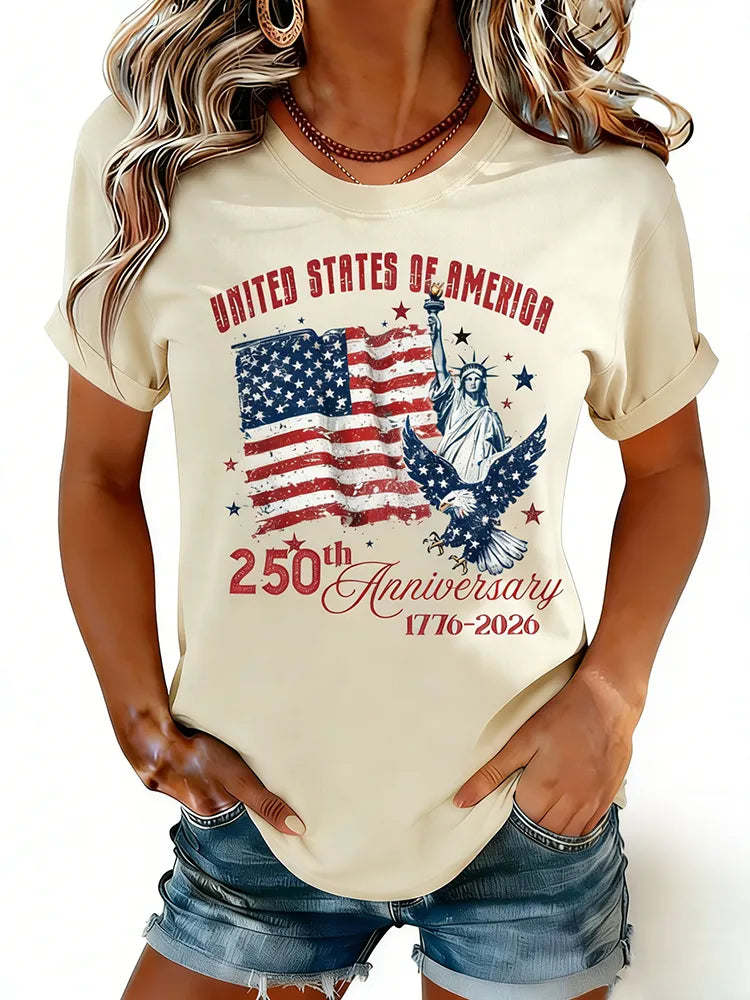 T-shirt Patriotique Vintage Aigle Statue de la Liberté 250ème Anniversaire USA