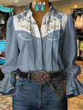Damen Retro Lässiges Westernmusterhemd