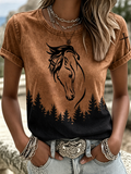 Retro Western Faith Print T-Shirt für Damen