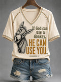 Women's Funny Donkey of God Can Use Donkey He Can Use You Printed Casual Tops