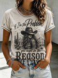 Damen-Top im Vintage-Western-Stil mit Print