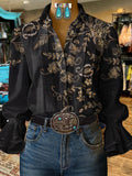 Damen Hemd mit Retro Western Muster