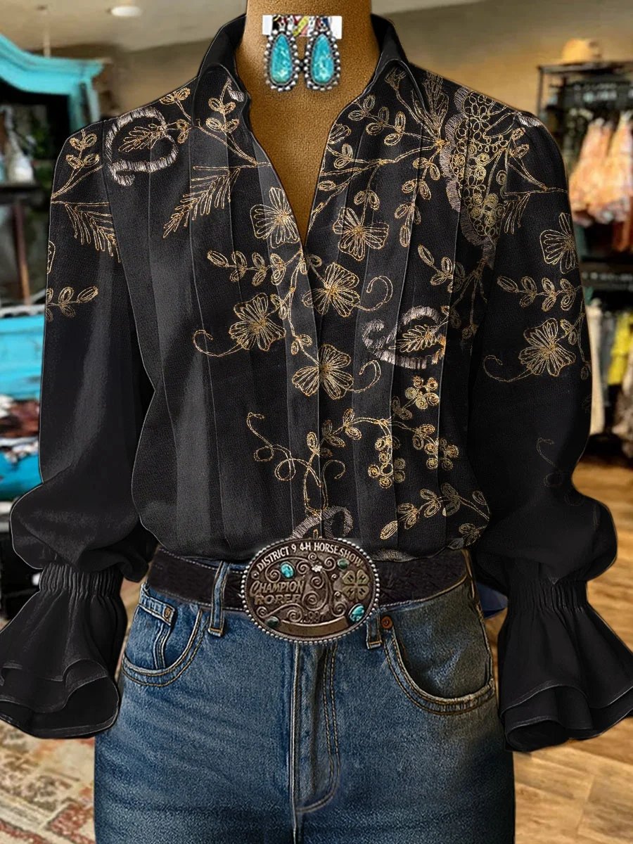 Damen Hemd mit Retro Western Muster
