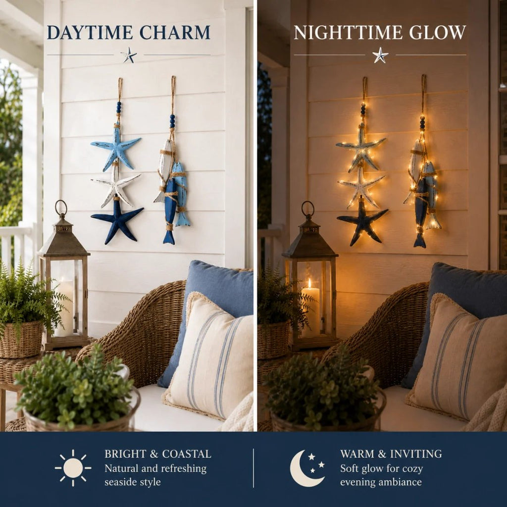 Coastal Wooden Hanging Ornament Lights